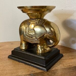 70s vintage handmade century lacquered brass candleholder catchall dish